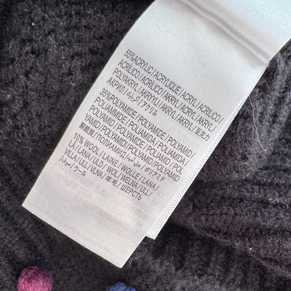 FARM Rio Black Cropped Turtleneck Sweater with Multicolor Pom Dots - Picture 6 of 8